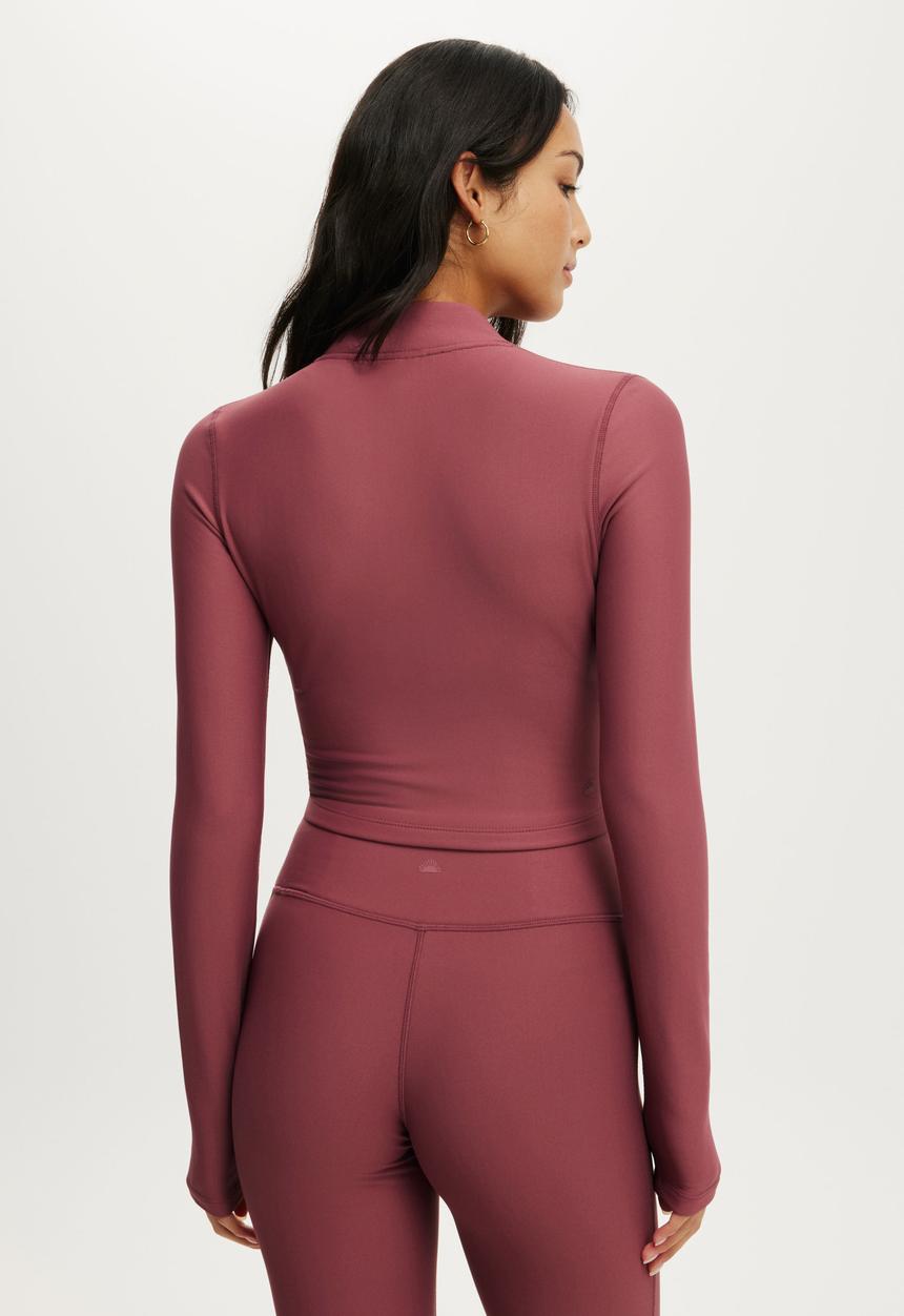 Cotton On - Active Fleece Lined Cropped Jacket - Dusty Rose
