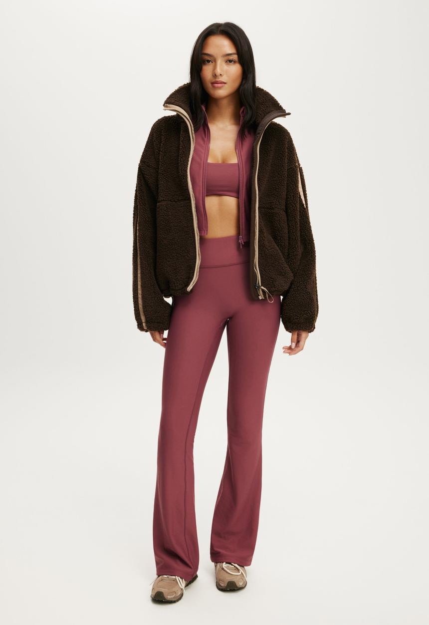 Cotton On - Active Fleece Lined Cropped Jacket - Dusty Rose