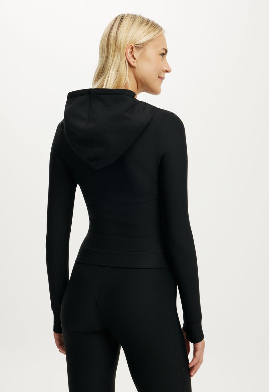 Cotton On - Active Fleece Lined Hooded Jacket - Black