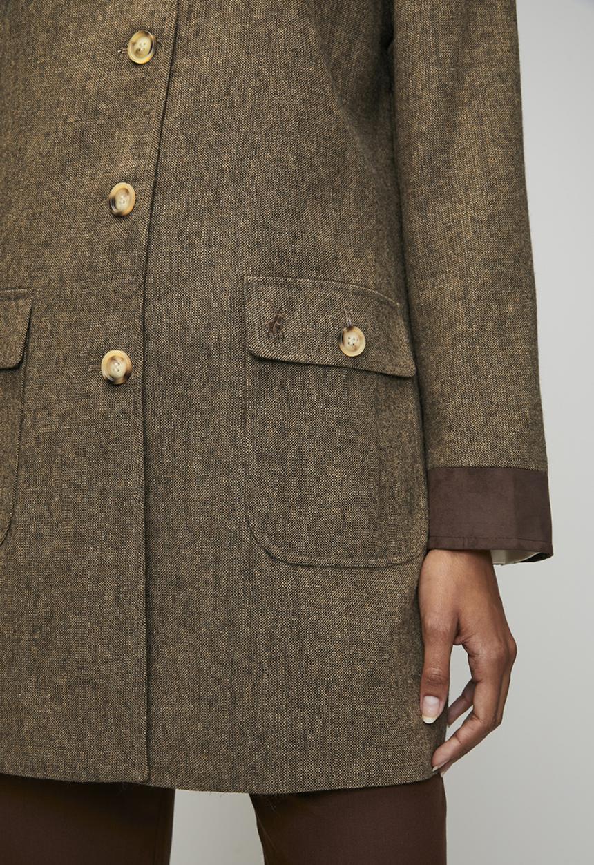 POLO - Wmn Cathy Ls Tweed Coat - Brown