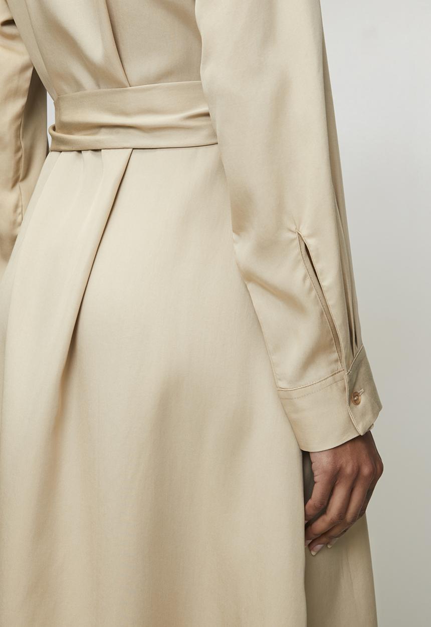 POLO - Wmn Mairi Tencel Long sleeve Shirt Dress - Stone