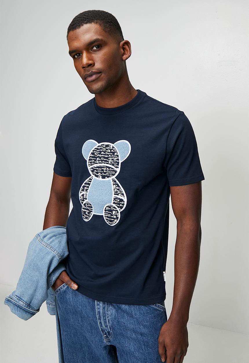 Ben Sherman - Bear Chenille Fur Tee-Shirt - Navy