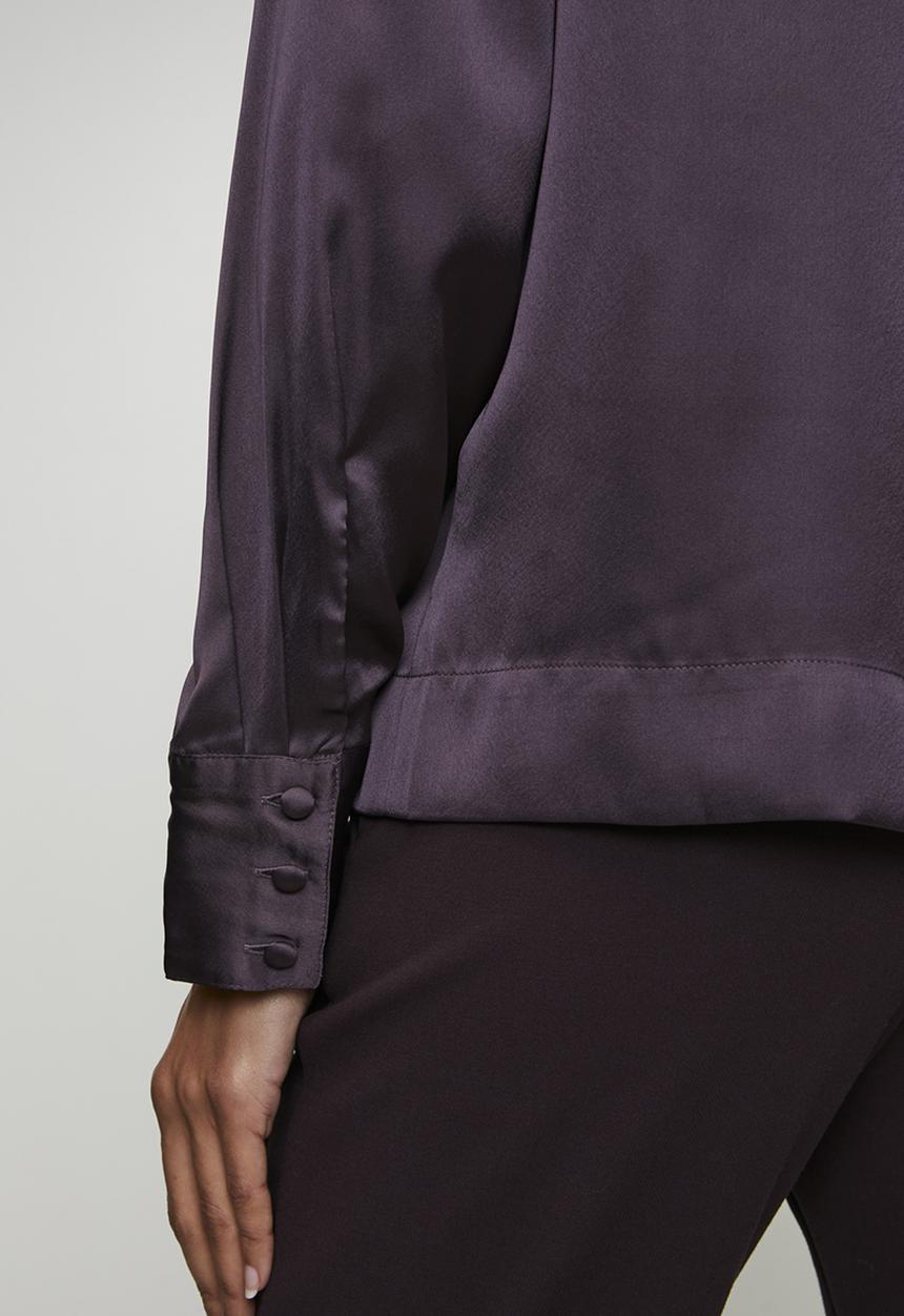 POLO - Wmn Macey Long sleeve Tie Blouse - Plum
