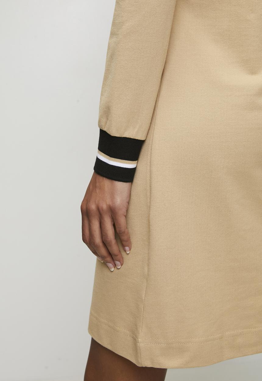 POLO - Wmn Cory Pique Long sleeve Dress - Camel