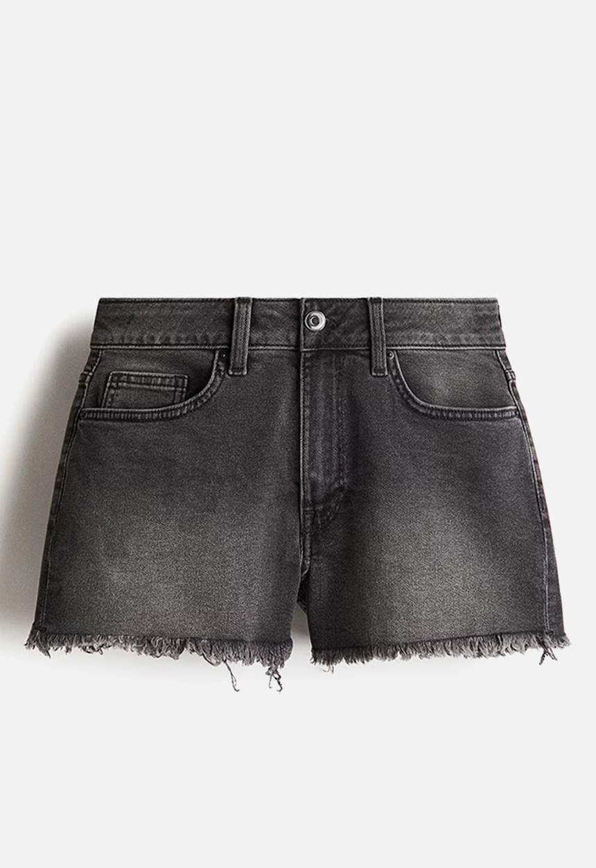 H&M - High denim shorts - dark grey