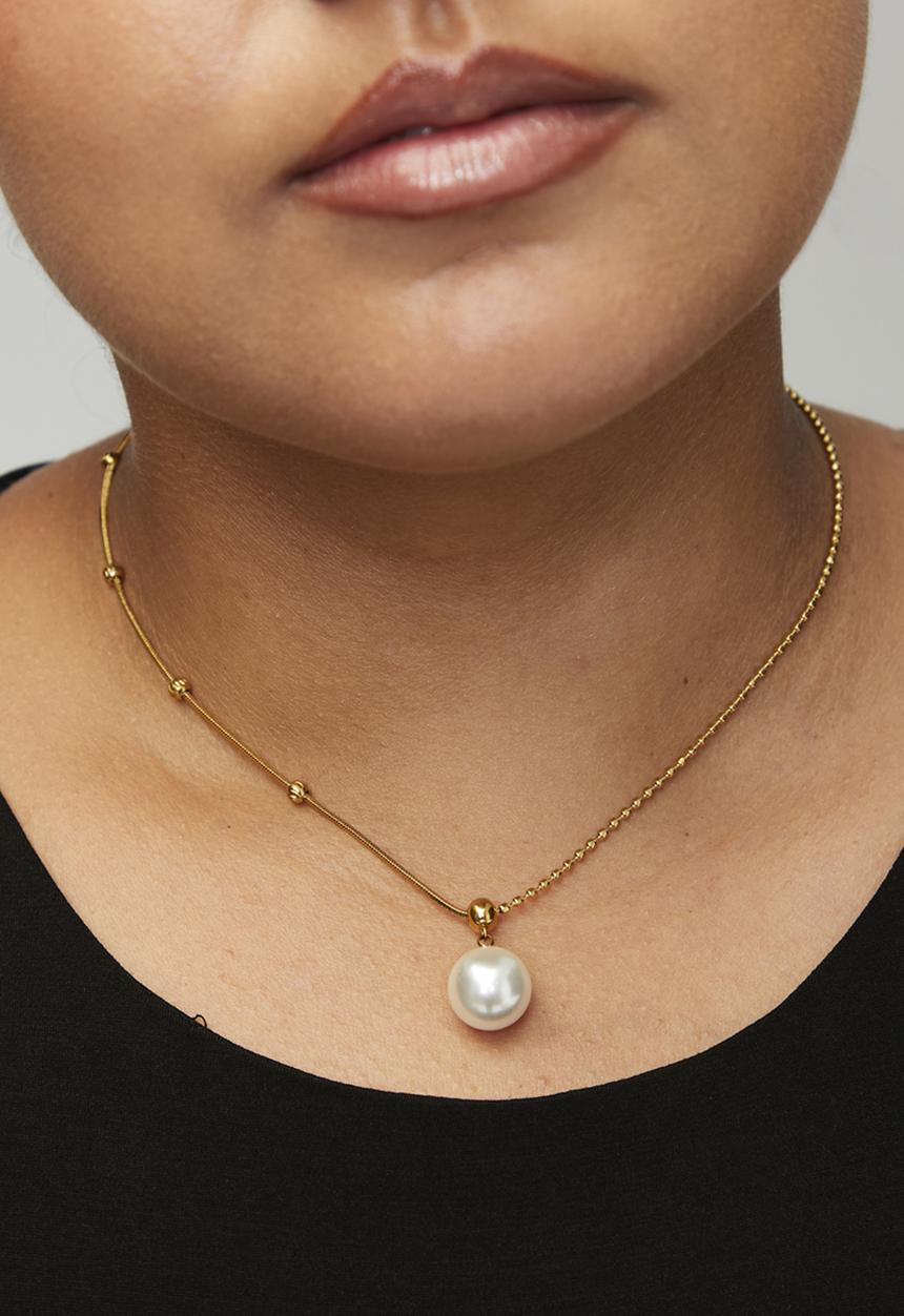 Zoe on Trend - Elegant pearl drop-necklace - gold