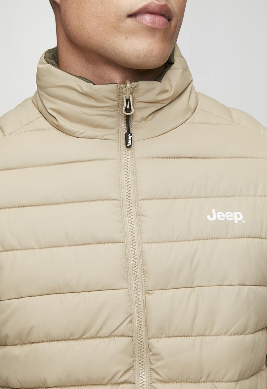 JEEP - Reversible Puffer Jacket  - Khaki & Stone