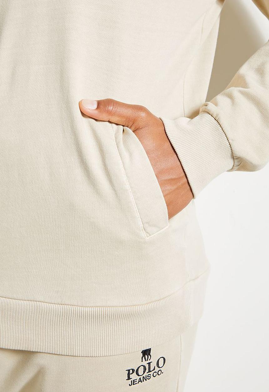 POLO - Mens Pjc Ls Hooded Sweat Top - Light Stone