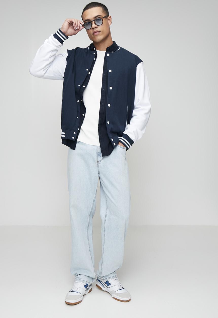 Brave Soul - Jersey Varsity Jacket - Navy