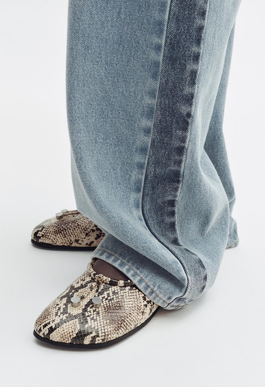 H&M - Stella McCartney H&M: Snakeskin-print ballet flats - beige