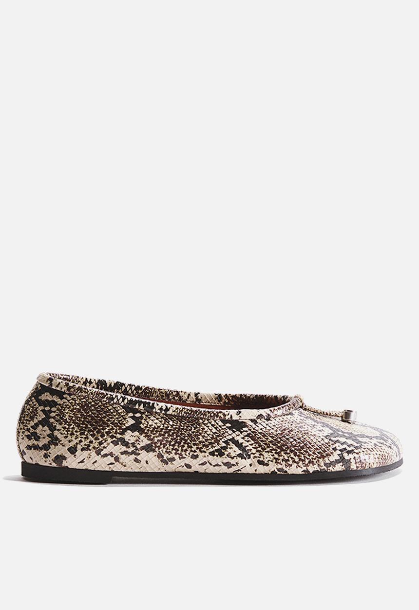 H&M - Stella McCartney H&M: Snakeskin-print ballet flats - beige
