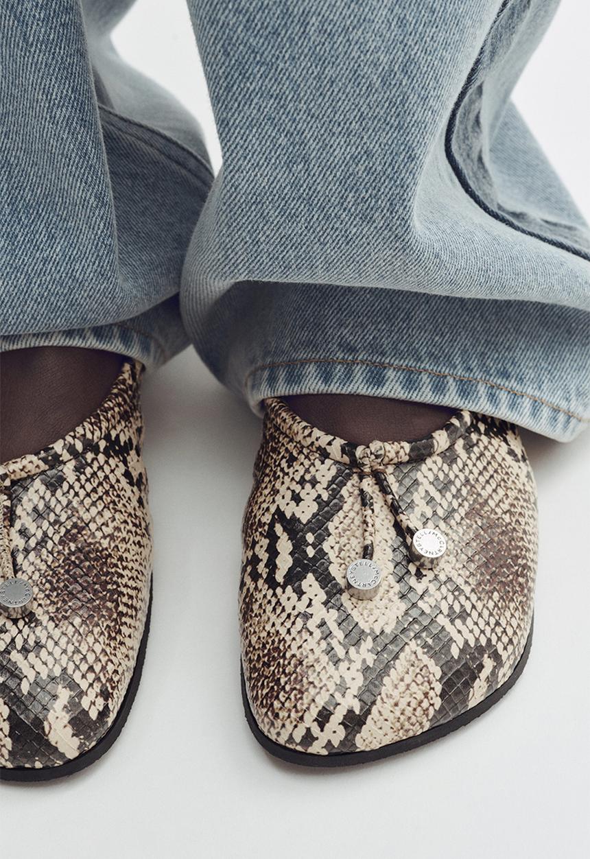 H&M - Stella McCartney H&M: Snakeskin-print ballet flats - beige