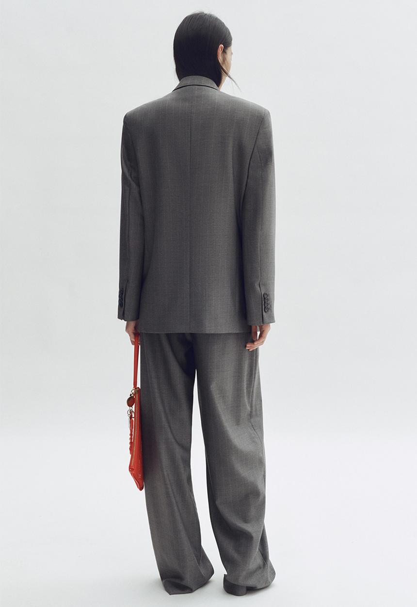 H&M - Stella McCartney H&M: Double-breasted wool blazer - grey/pinstriped
