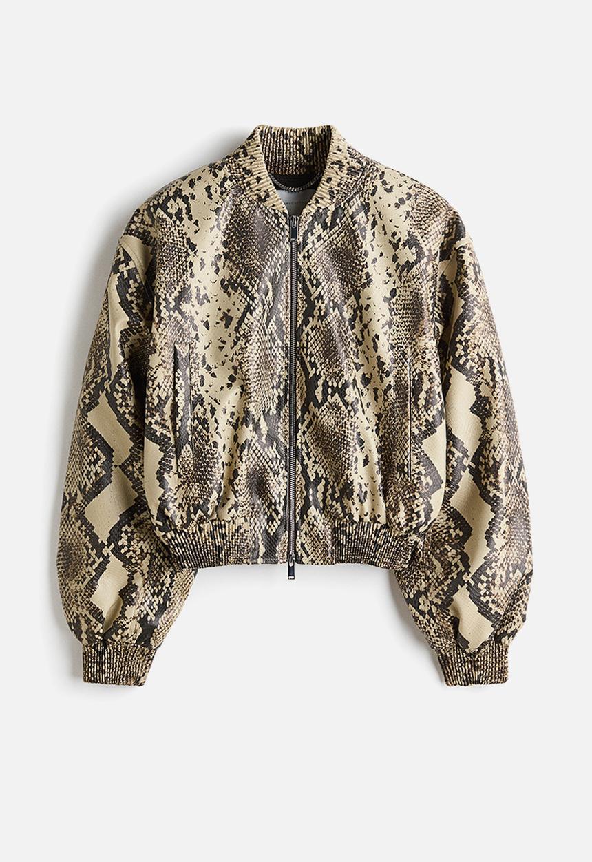 H&M - Stella McCartney H&M: Snakeskin-print bomber jacket - beige