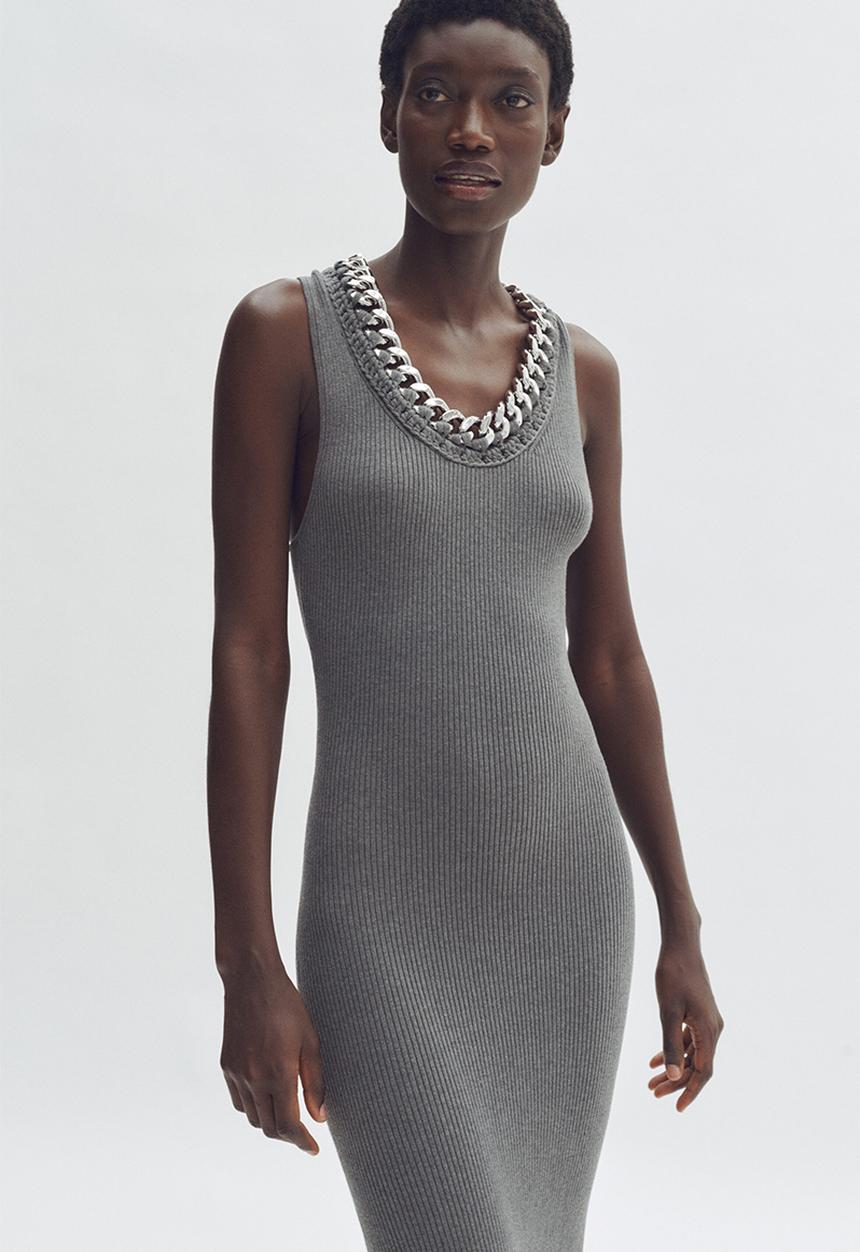 ribbed knit sleeveless dress Rib-knit Sleeveless Dress White / XS main image 0