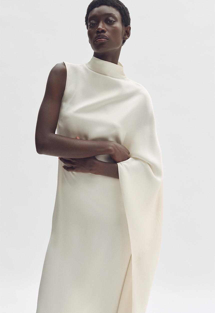 H&M - Stella McCartney H&M: Satin cape dress - cream