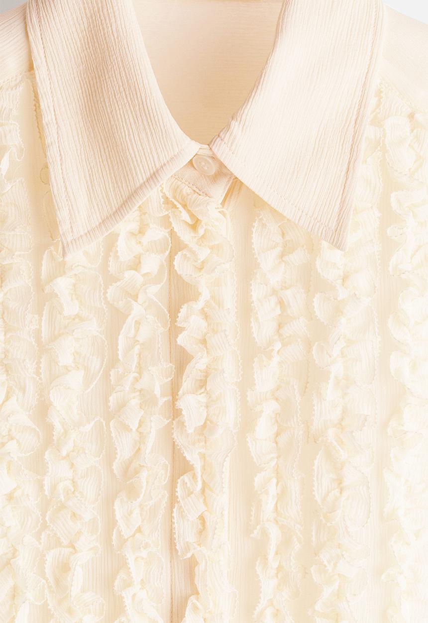 H&M - Stella McCartney H&M: Silk-blend ruffled-bib blouse - cream