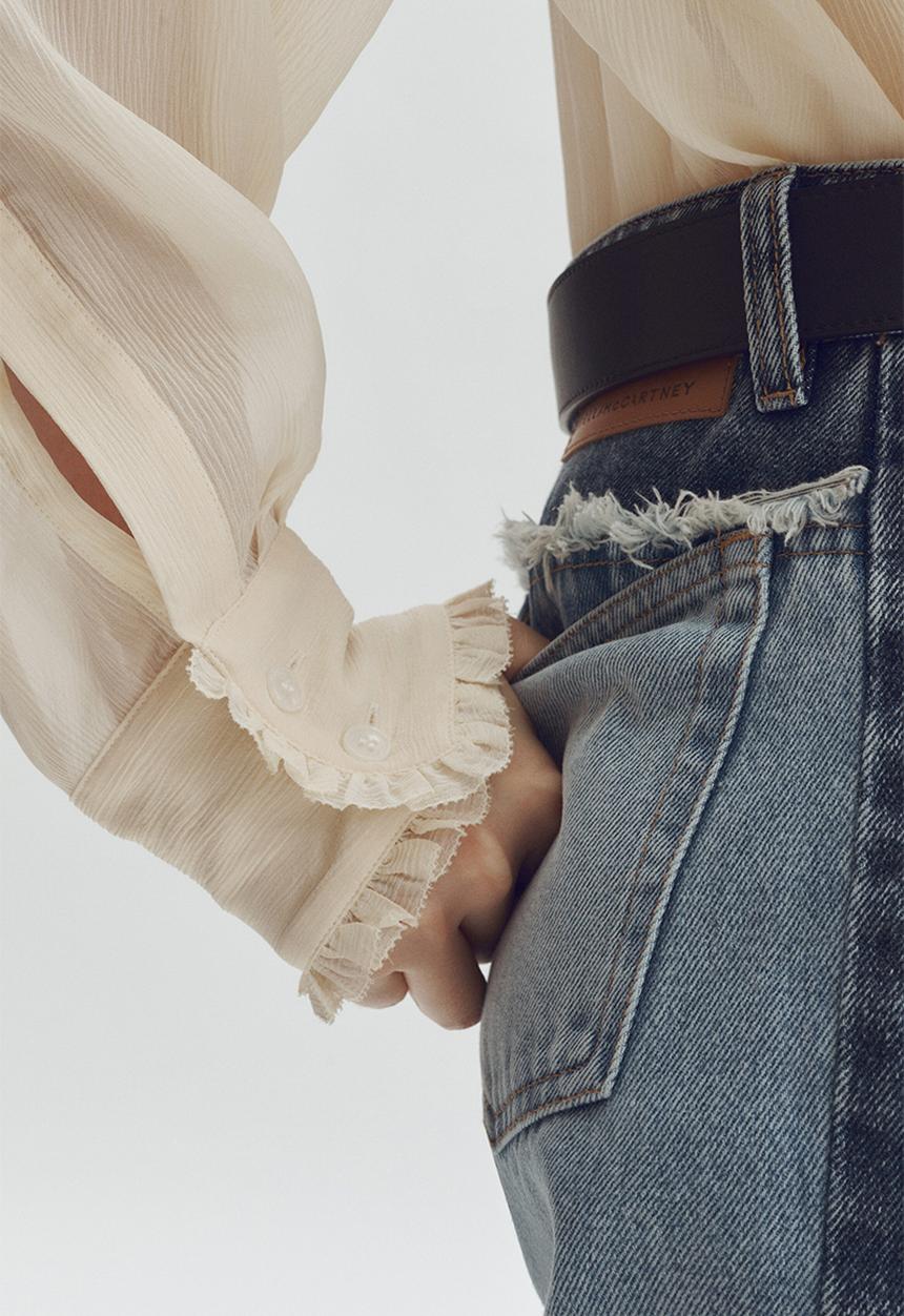 H&M - Stella McCartney H&M: Silk-blend ruffled-bib blouse - cream