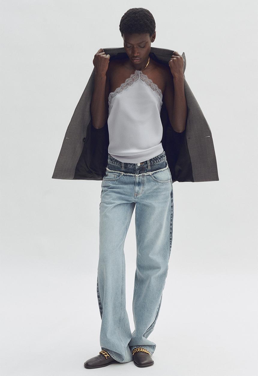 H&M - Stella McCartney H&M: Lace-trimmed halterneck top - light dusty blue
