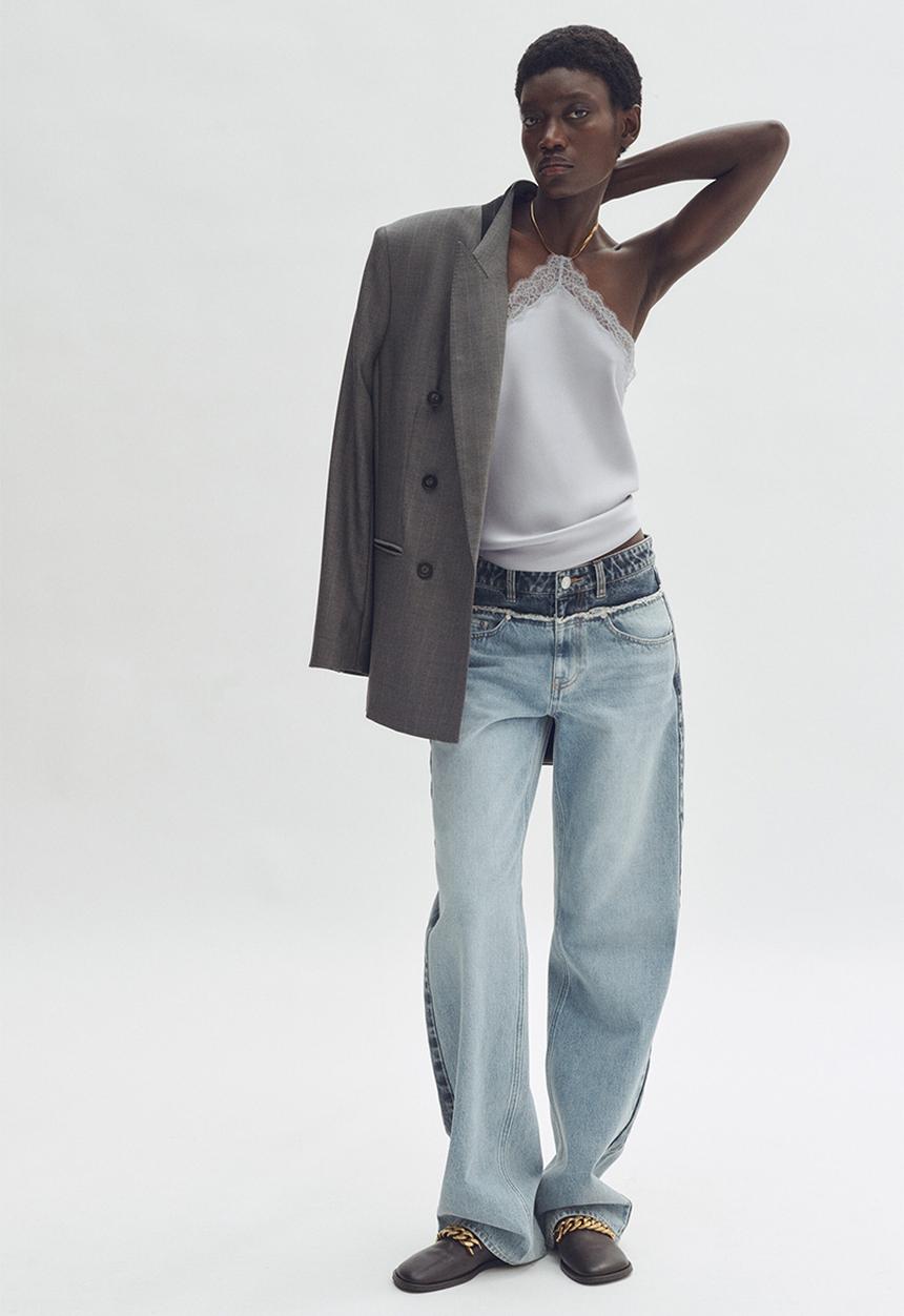 H&M - Stella McCartney H&M: Lace-trimmed halterneck top - light dusty blue