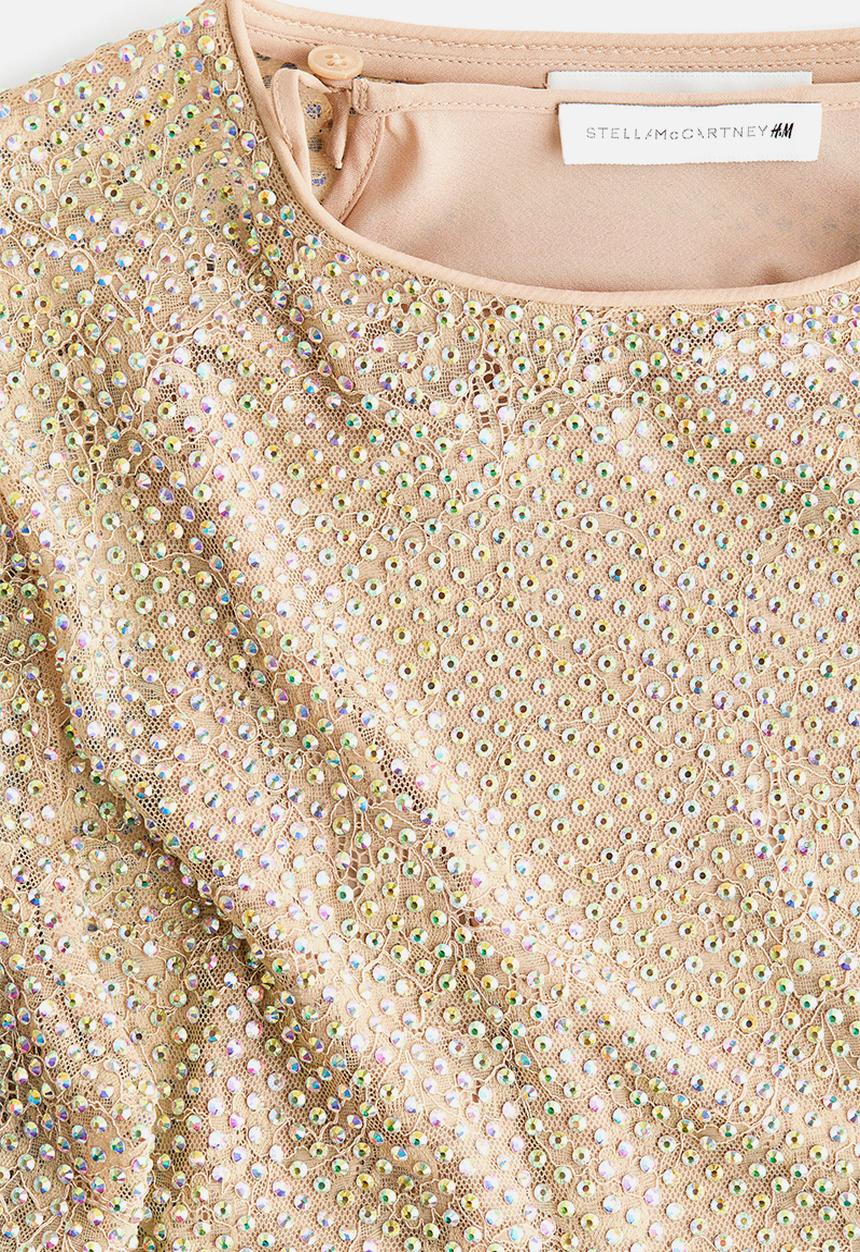 H&M - Stella McCartney H&M: Embellished lace mini dress - beige