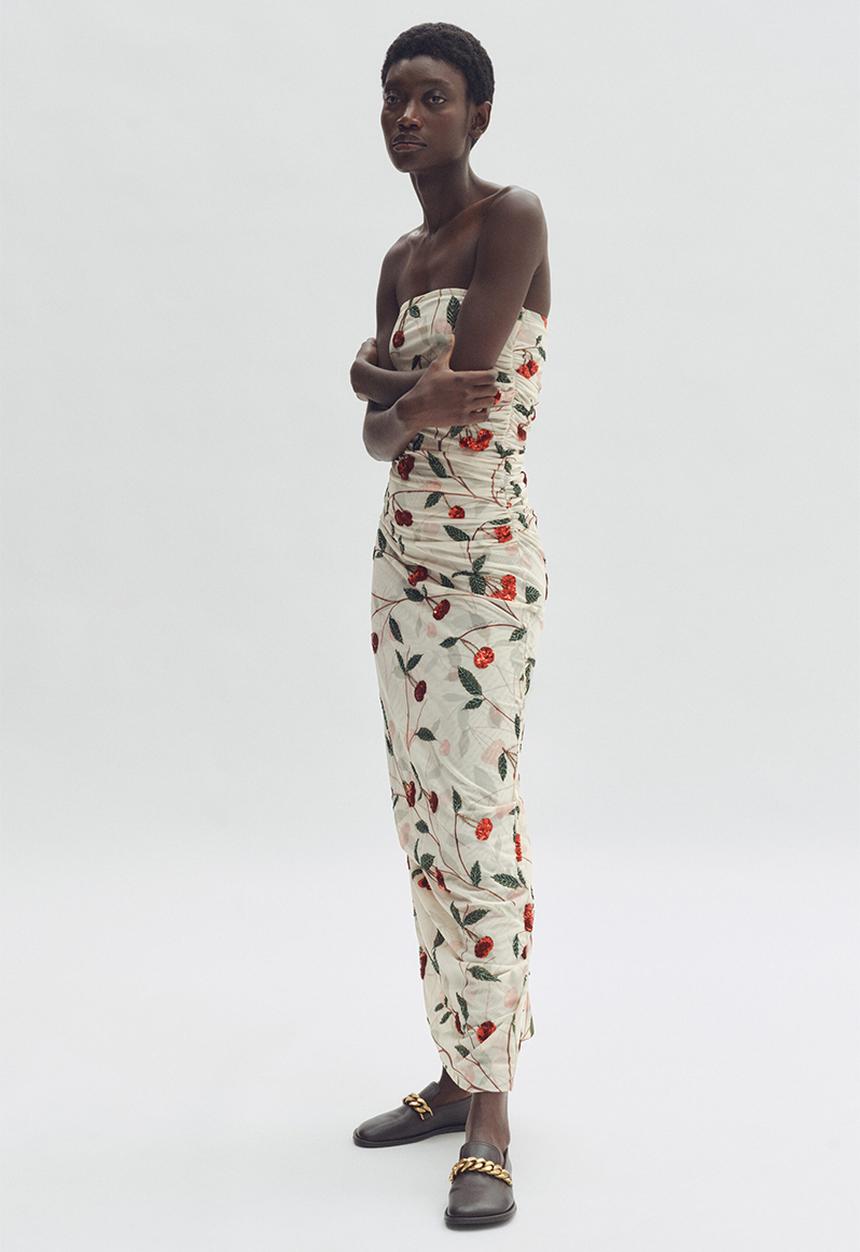 H&M - Stella McCartney H&M: Cherry-print mesh tube dress - cream