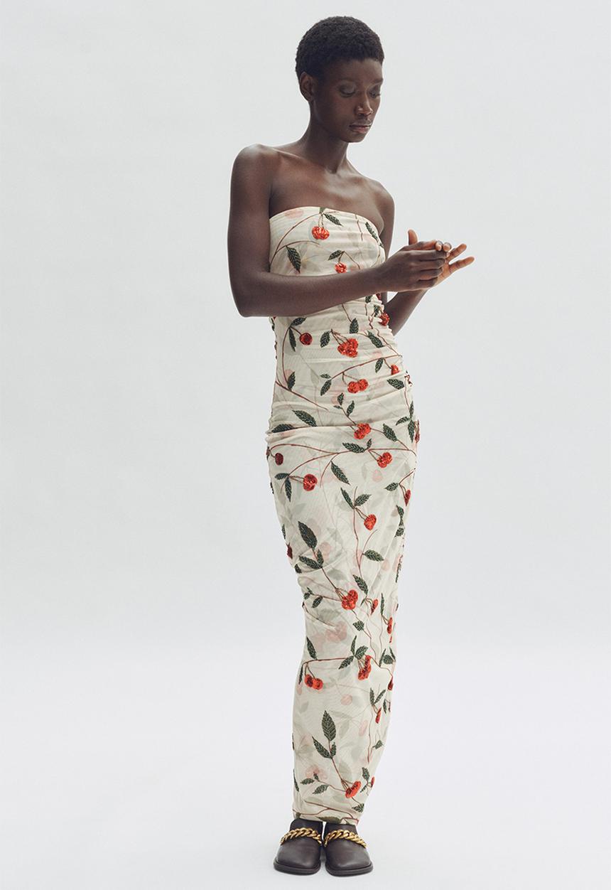 H&M - Stella McCartney H&M: Cherry-print mesh tube dress - cream