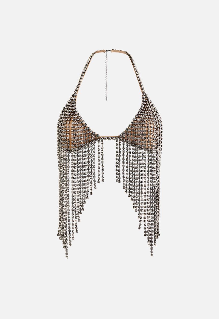 Stella McCartney H&M: Crystal-embellished bra top - beige - 1335164001