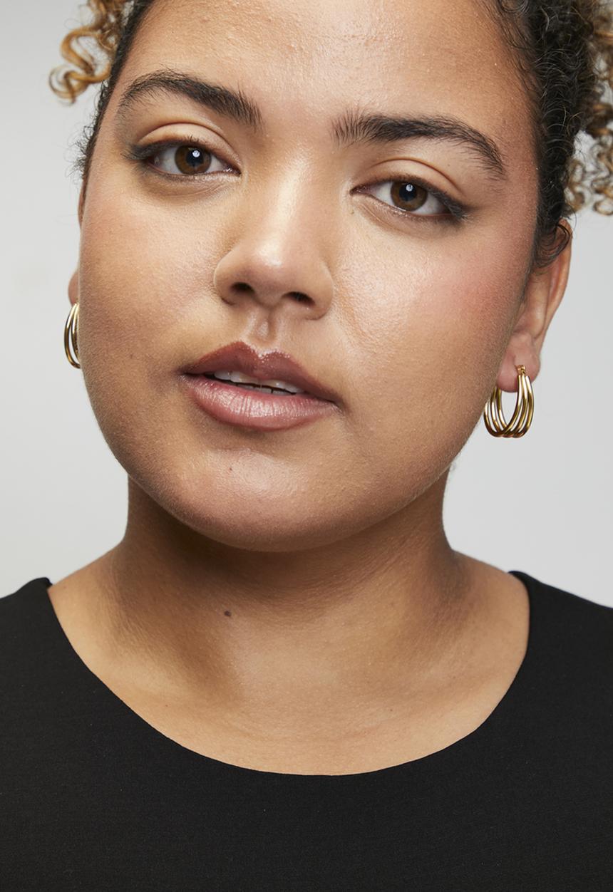 Zoe on Trend - Modern triple-hoop earrings - gold
