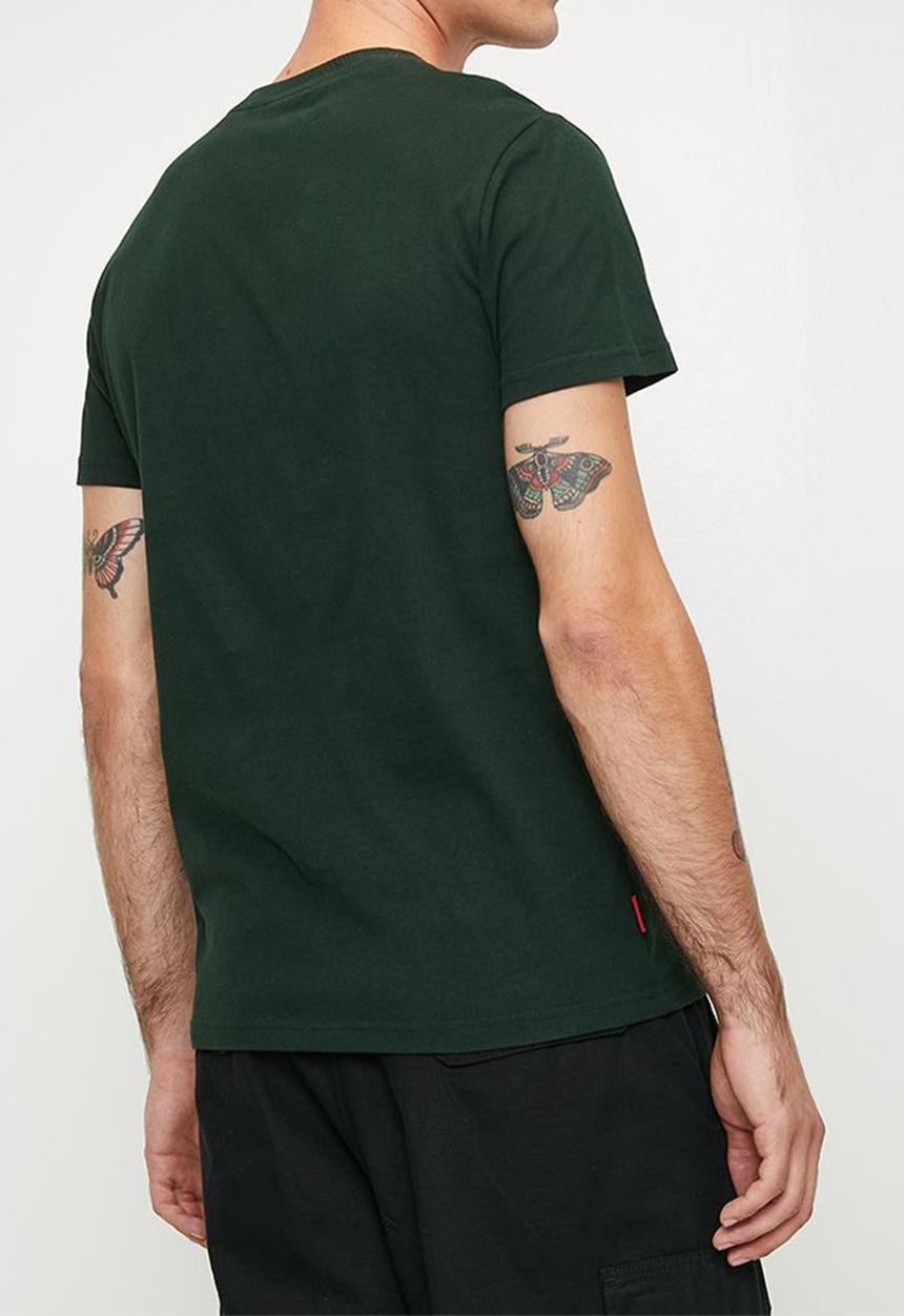 Superdry. - Essential logo emb tee - Forest Green/Fluro Yellow
