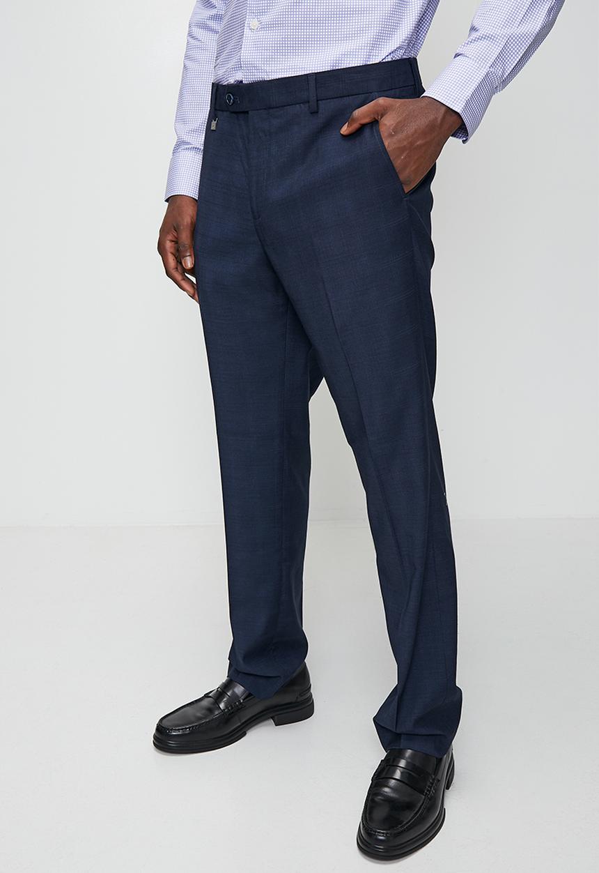 POLO - Franco Custom Fit Check Trouser - Navy