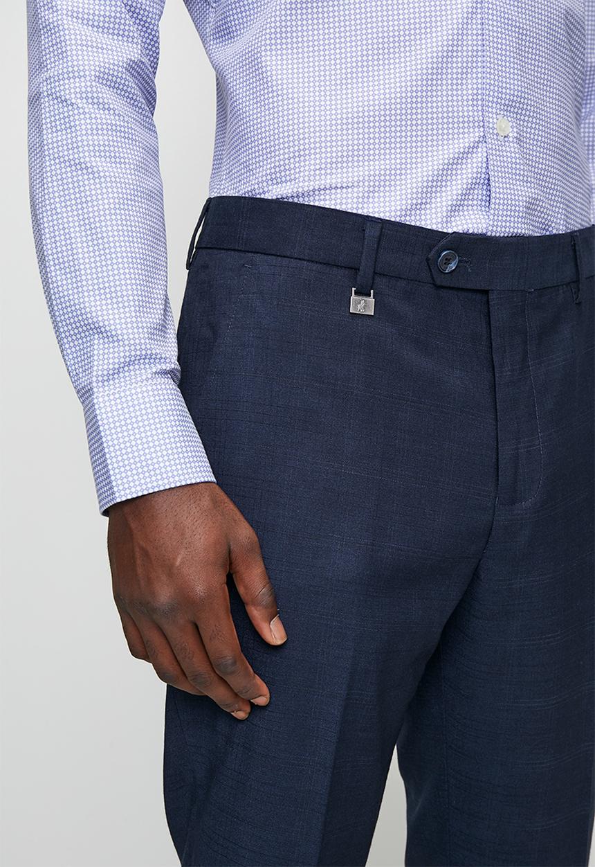 POLO - Franco Custom Fit Check Trouser - Navy