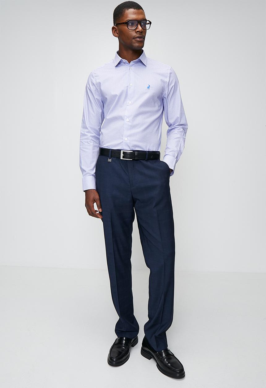 POLO - Franco Custom Fit Check Trouser - Navy