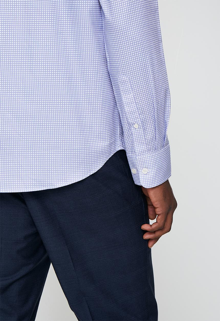 POLO - Lannister Ls Micro Print Shirt - Light Blue