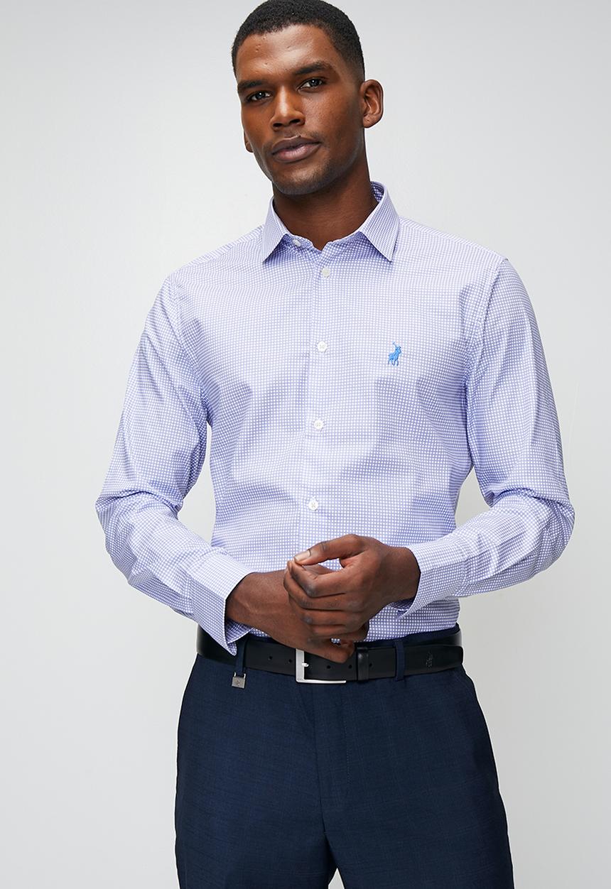 POLO - Lannister Ls Micro Print Shirt - Light Blue