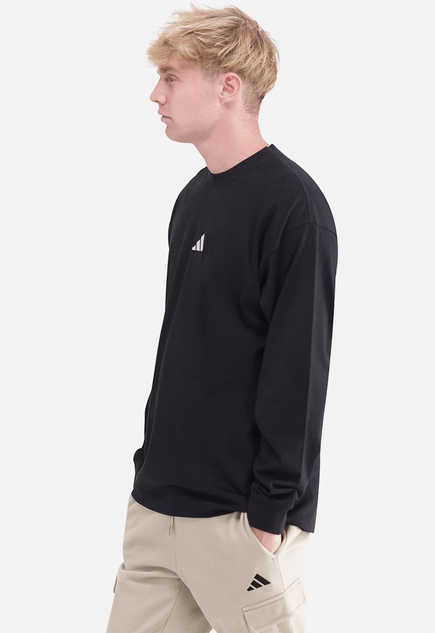 adidas Originals - Essentials Plus Loose Fit Small Logo Long Sleeve Tee - Black / White