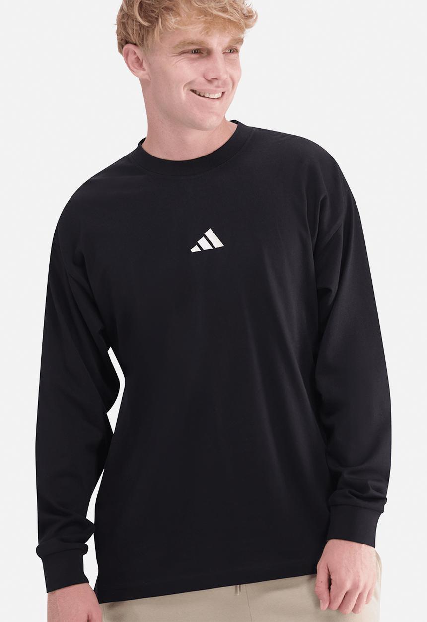 adidas Originals - Essentials Plus Loose Fit Small Logo Long Sleeve Tee - Black / White