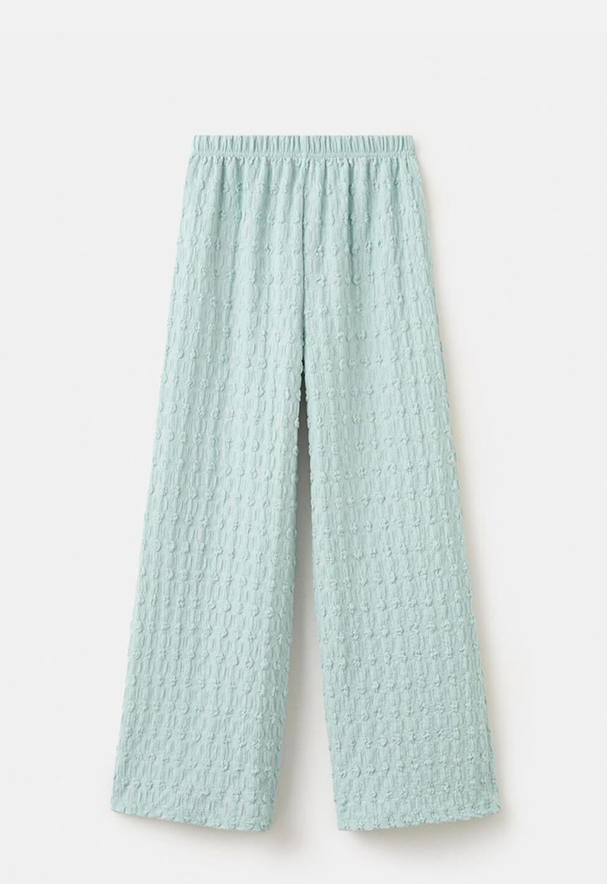 MANGO - Trousers DOTSET - Turquoise / Aqua