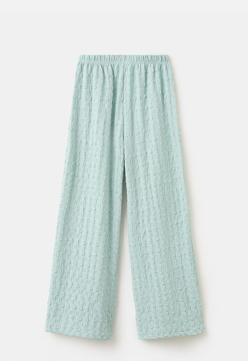 MANGO - Trousers DOTSET - Turquoise / Aqua