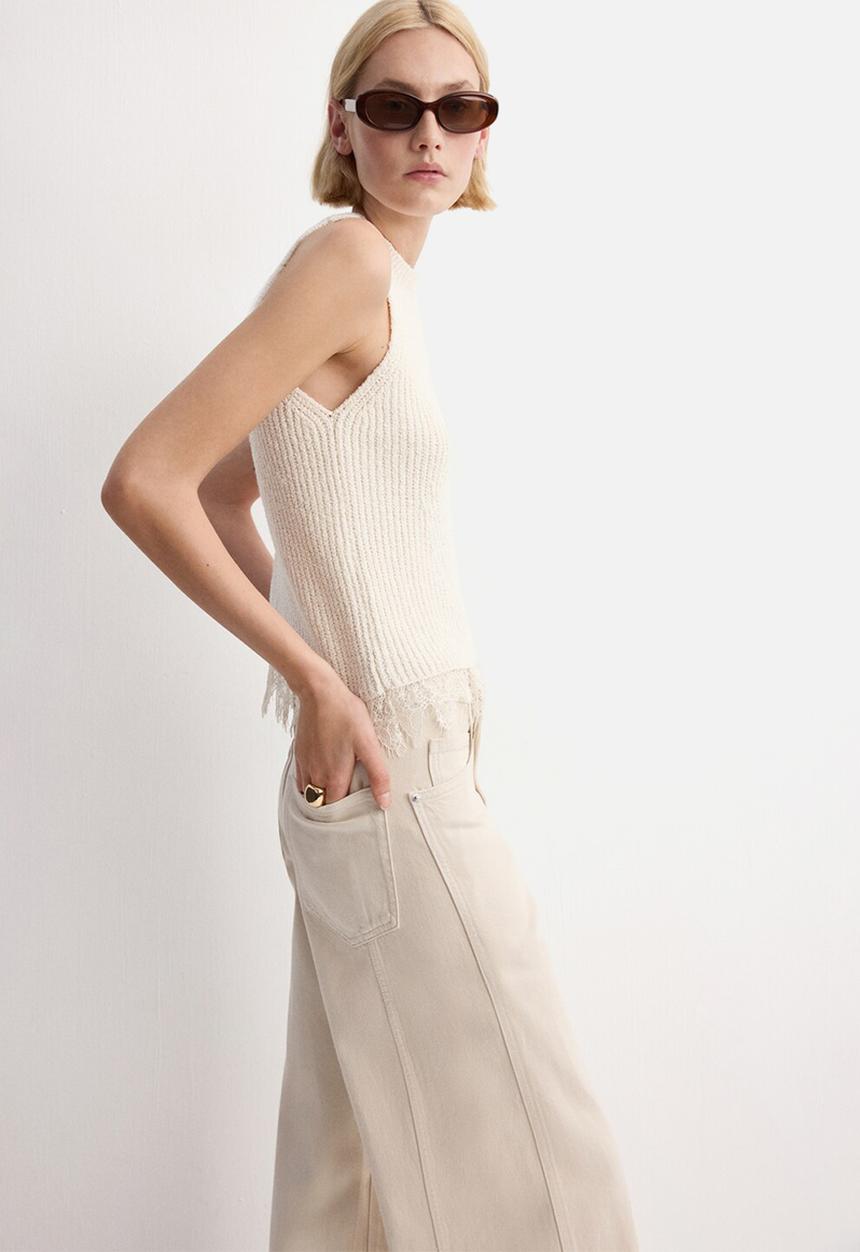 MANGO - Top bruma - light beige