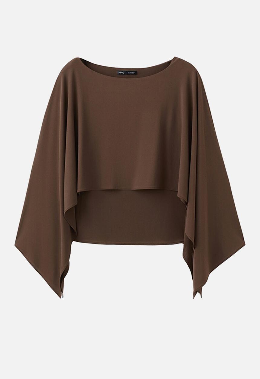 MANGO - Blouse lina - brown