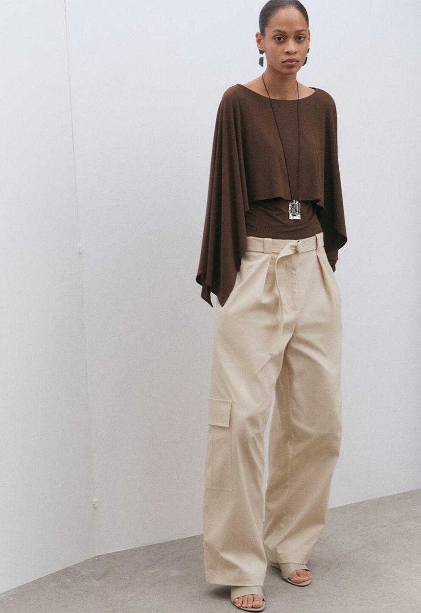 MANGO - Blouse lina - brown