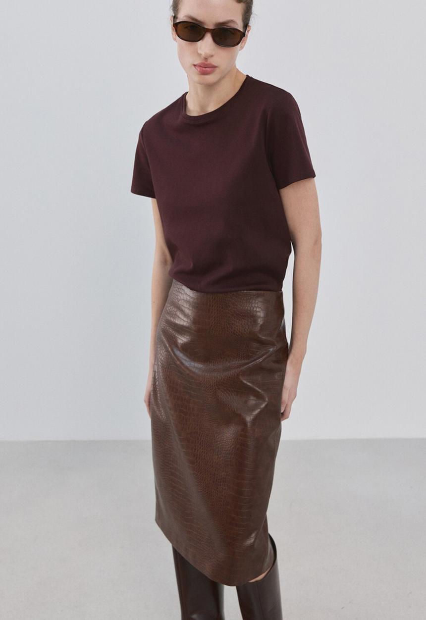 MANGO - T-shirt riti - dark red