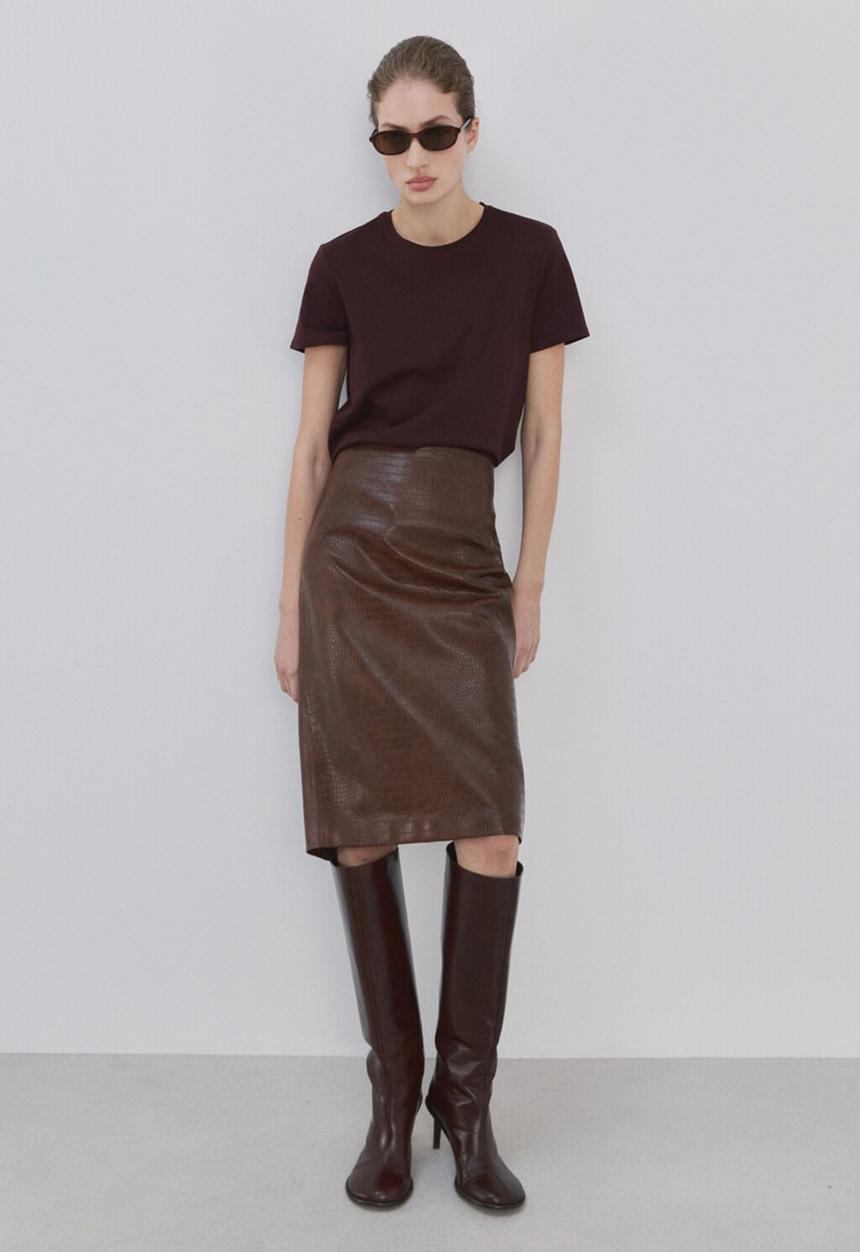 MANGO - T-shirt riti - dark red