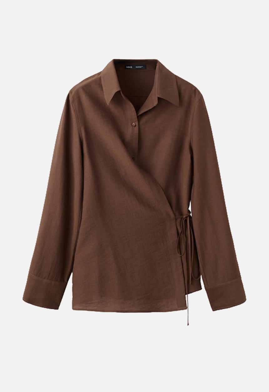 MANGO - Shirt gale - brown