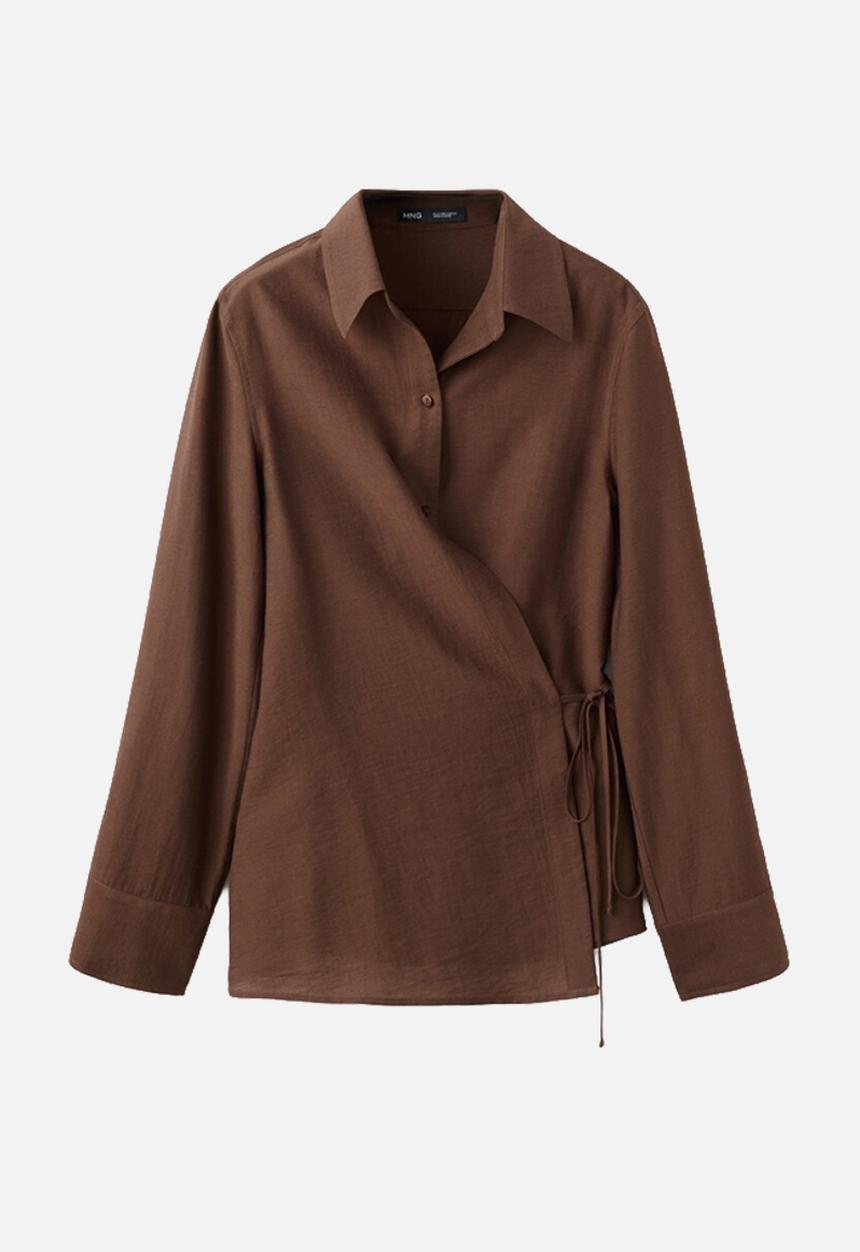 MANGO - Shirt gale - brown