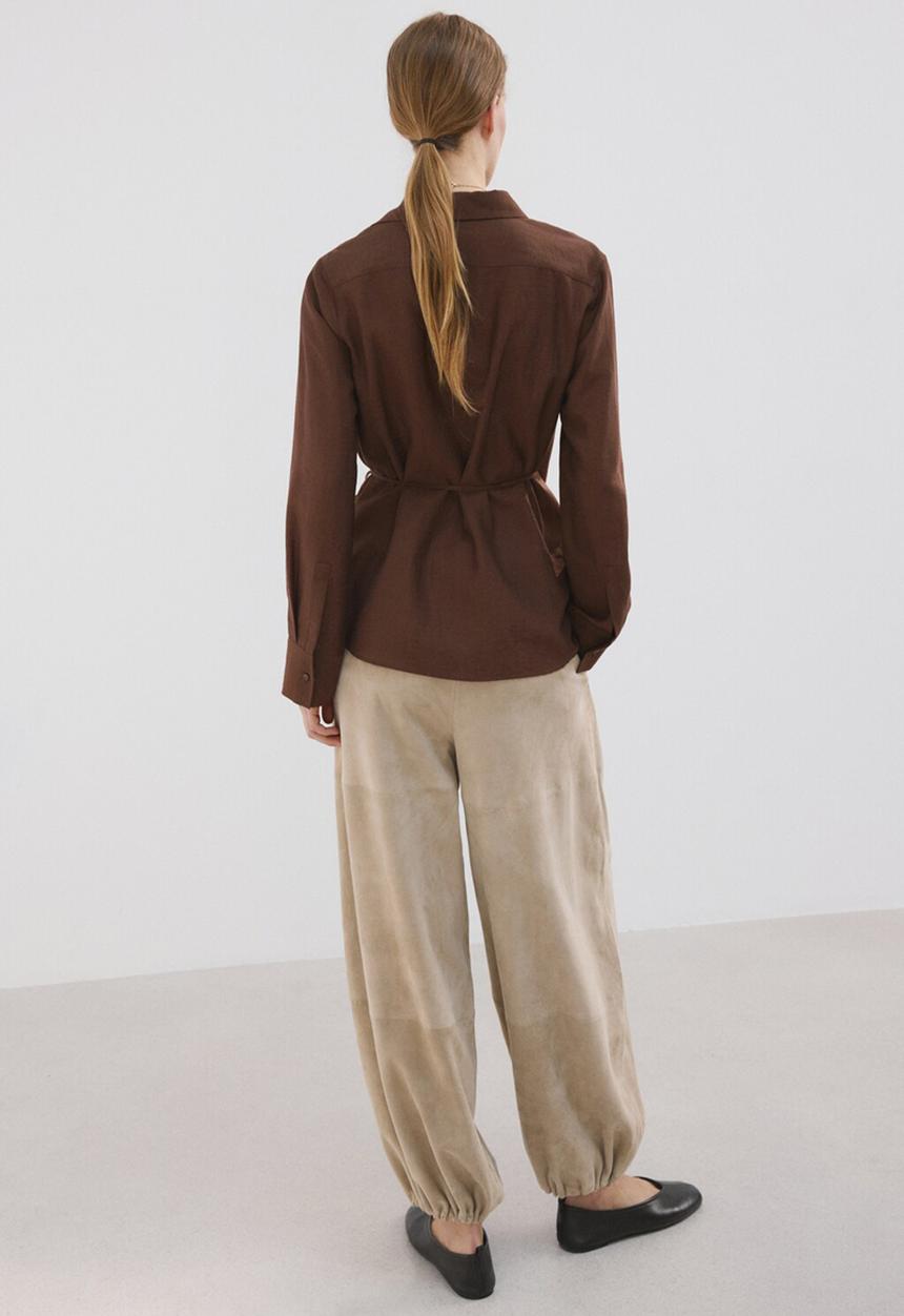MANGO - Shirt gale - brown