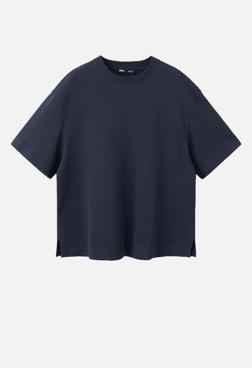 MANGO - T-shirt sita - navy