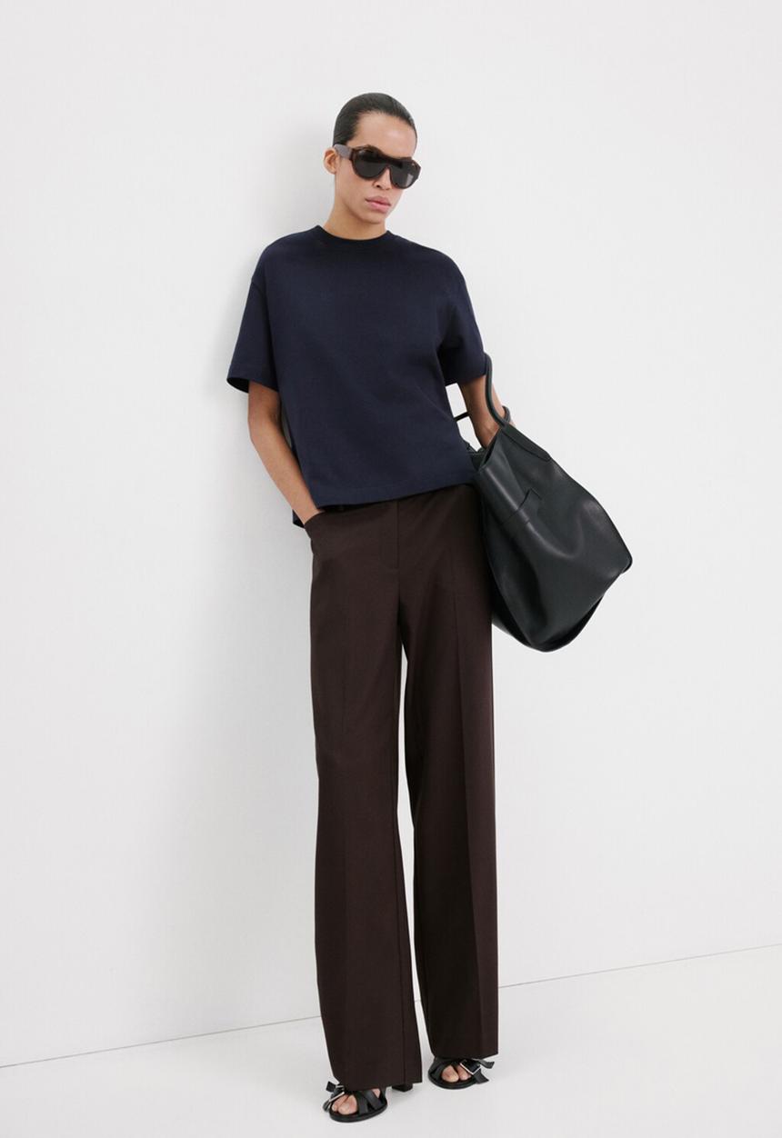 MANGO - T-shirt sita - navy