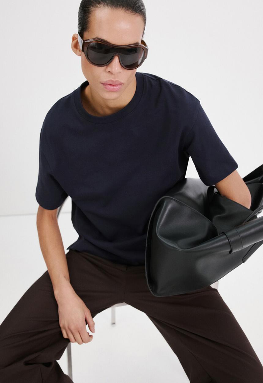 MANGO - T-shirt sita - navy